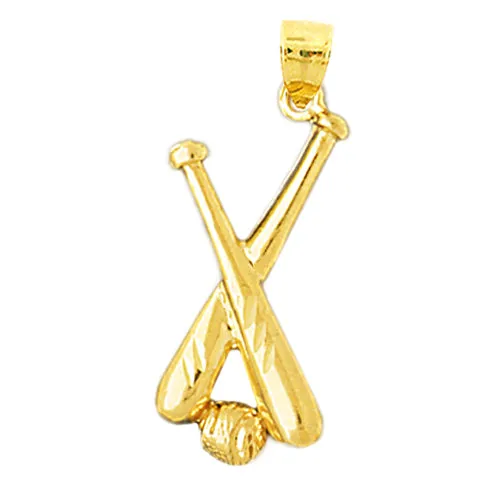 Necklaces Goldia 14K Gold Crossing Baseball Bat and Ball Pendant