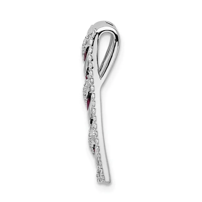Necklaces Goldia 14k White Gold Real Diamond and 26 Ruby Fancy Chain Slide