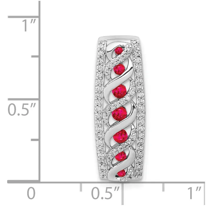 Necklaces Goldia 14k White Gold Real Diamond and 26 Ruby Fancy Chain Slide