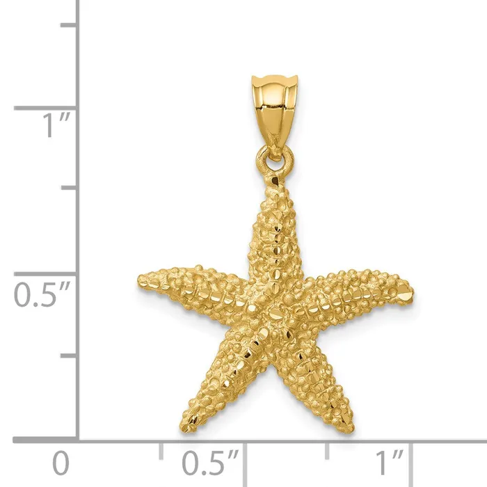 Necklaces Goldia 14k Yellow Gold Brushed and DiamondCut Starfish Pendant