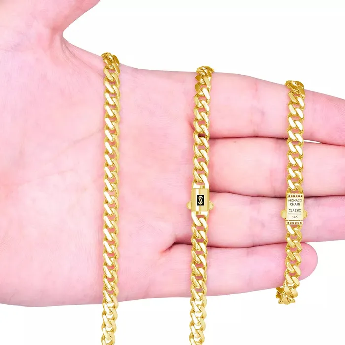 Necklaces Goldiacom 14k Yellow Gold Royal Monaco Miami Cuban Link 6mm Chain Pendant Necklace 26