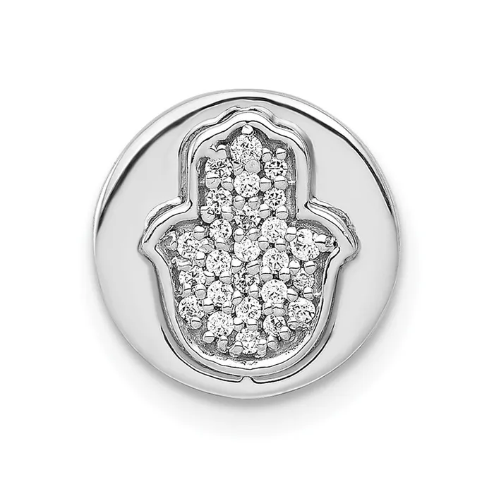Necklaces Goldia Solid 14k White Gold 110ct Simulated CZ Hamsa Chain Slide Necklaces Goldia Solid 14k White Gold 110ct Simulated CZ Hamsa Chain Slide