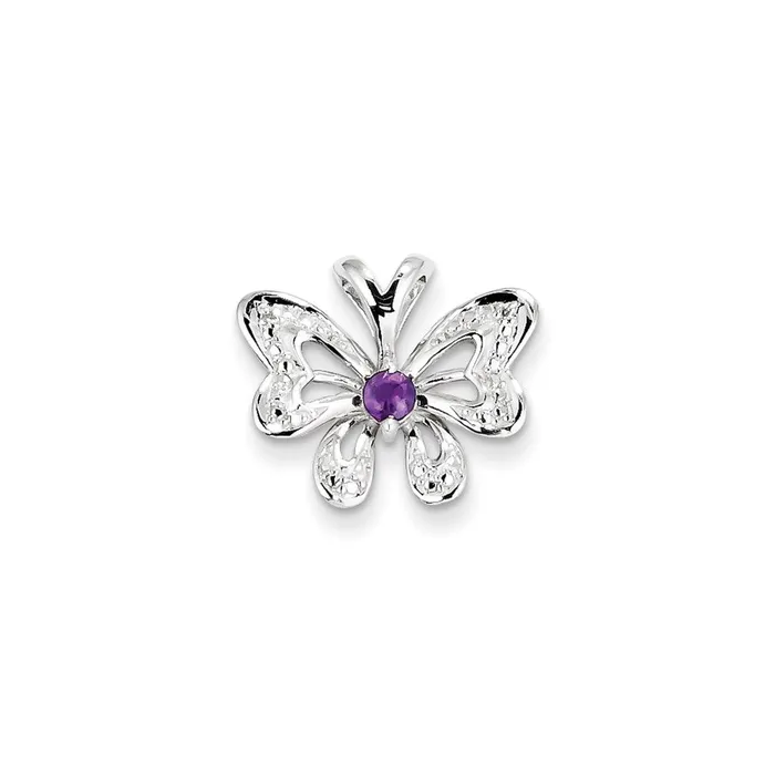Necklaces Goldia Sterling Silver Amethyst u0026 Diamond Pendant