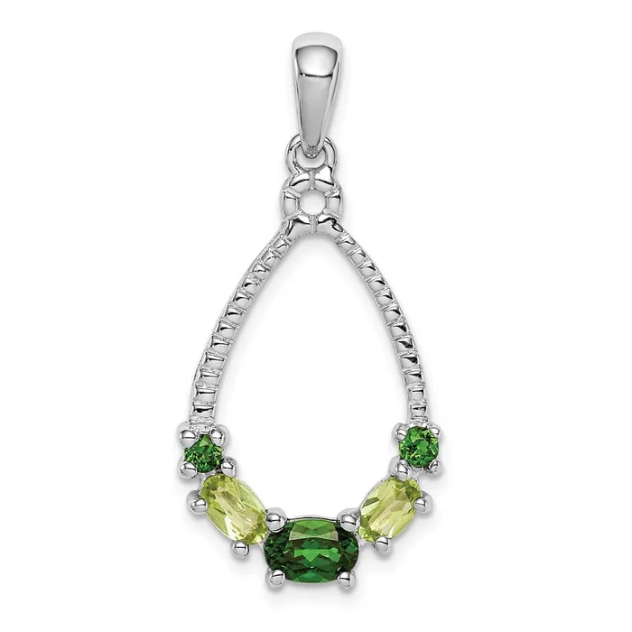 Necklaces Goldia Sterling Silver Rhodiumplated Chrome Diopside and Peridot Pendant Necklaces Goldia Sterling Silver Rhodiumplated Chrome Diopside and Peridot Pendant