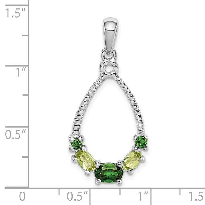 Necklaces Goldia Sterling Silver Rhodiumplated Chrome Diopside and Peridot Pendant