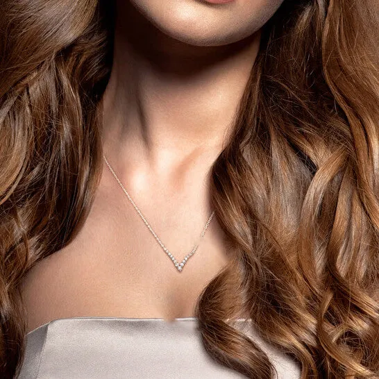 Necklaces JMS always Original Created Forever 13 CT TGW Lab Created Diamond Graduated V Necklace in Platinum Plated Sterling Silver Necklaces JMS always Original Created Forever 13 CT TGW Lab Created Diamond Graduated V Necklace in Platinum Plated Sterling Silver