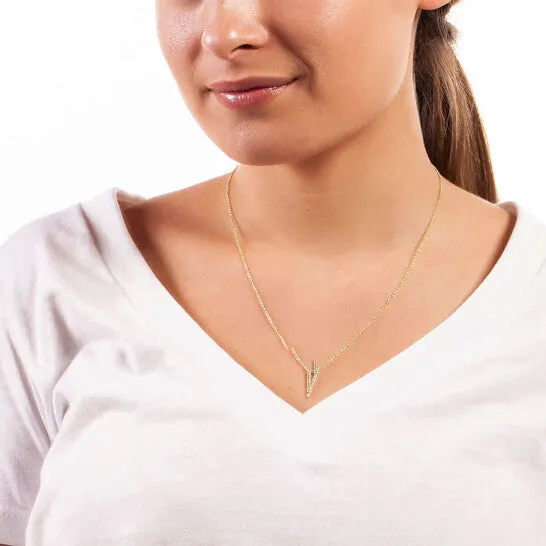 Necklaces JMS always Original Elegant Confetti Womens 18K Yellow Gold Plated CZ Simulated Diamond Triangle Pendant Necklace Necklaces JMS always Original Elegant Confetti Womens 18K Yellow Gold Plated CZ Simulated Diamond Triangle Pendant Necklace