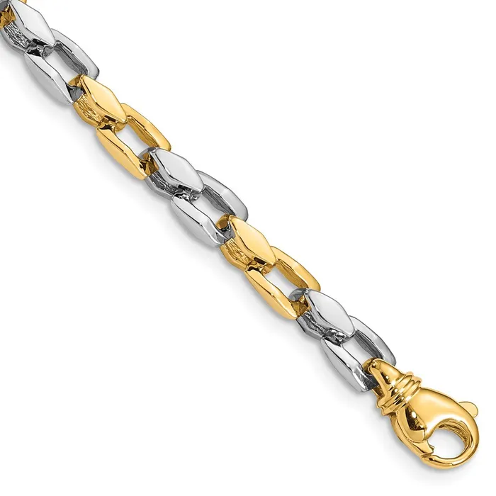 Necklaces Solid 14K Twotone Gold 18 inch 45mm Hand Polished Fancy Link with Fancy Lobster Clasp Chain Necklace MDS Necklaces Solid 14K Twotone Gold 18 inch 45mm Hand Polished Fancy Link with Fancy Lobster Clasp Chain Necklace MDS