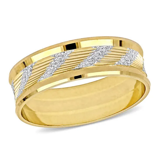 Original Amour Mens 6mm Ribbed and Striped Curved Wedding Band in 14k Yellow Gold JMS always Rings Original Amour Mens 6mm Ribbed and Striped Curved Wedding Band in 14k Yellow Gold JMS always Rings