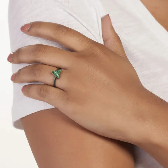 Original Elegant Confetti Womens 18K Black Gold Plated Green CZ Simulated Diamond Pave Stackable Triangle Ring JMS always Rings Original Elegant Confetti Womens 18K Black Gold Plated Green CZ Simulated Diamond Pave Stackable Triangle Ring JMS always Rings