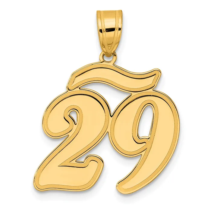 PreStyled Sets Goldia 14k Yellow Gold Brushed Border Script Number 29 Pendant PreStyled Sets Goldia 14k Yellow Gold Brushed Border Script Number 29 Pendant
