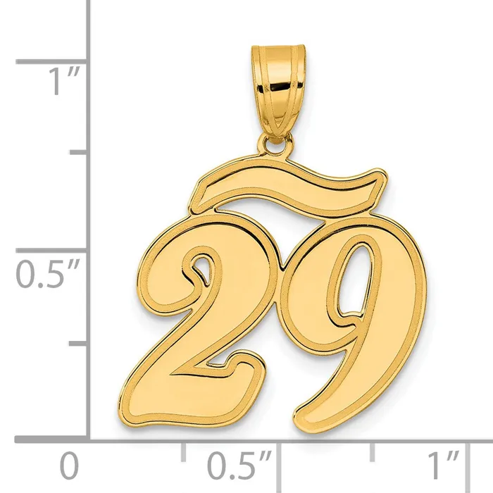 PreStyled Sets Goldia 14k Yellow Gold Brushed Border Script Number 29 Pendant