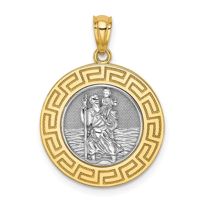 PreStyled Sets Goldia 14k Yellow Rhodium Gold w Rhodium St Christopher Medal PreStyled Sets Goldia 14k Yellow Rhodium Gold w Rhodium St Christopher Medal