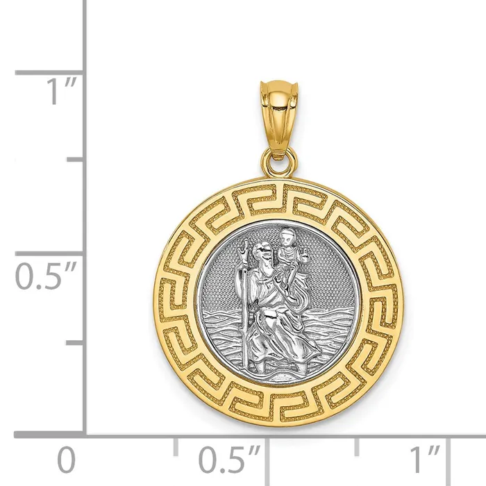 PreStyled Sets Goldia 14k Yellow Rhodium Gold w Rhodium St Christopher Medal