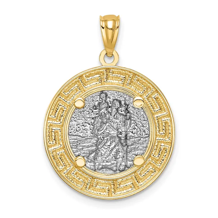 PreStyled Sets Goldia 14k Yellow Rhodium Gold w Rhodium St Christopher Medal