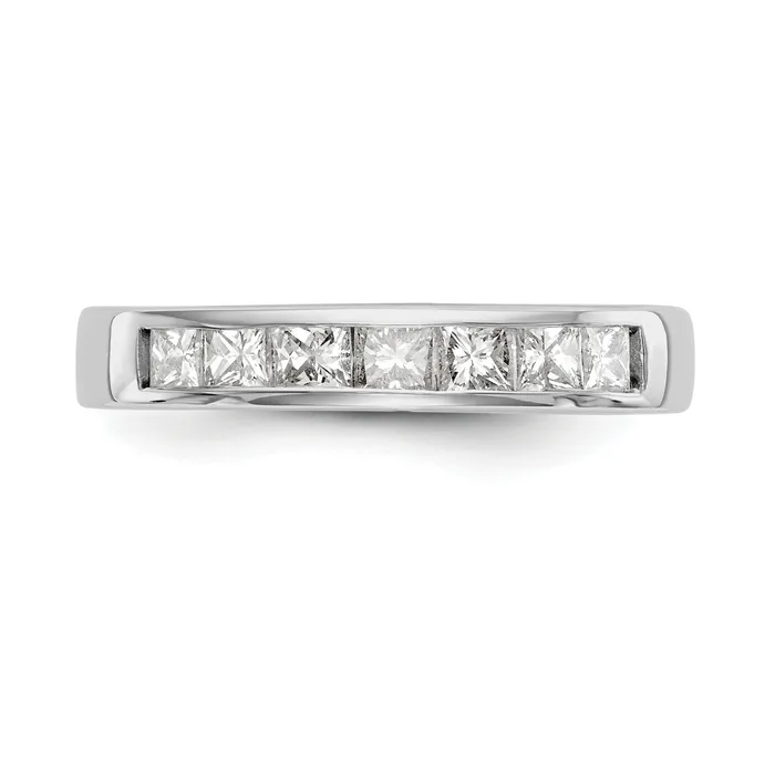 Rings 075ct CZ Solid Real 14K White Gold 7Stone Channel Wedding Band Ring Goldia