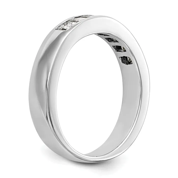 Rings 075ct CZ Solid Real 14K White Gold 7Stone Channel Wedding Band Ring Goldia