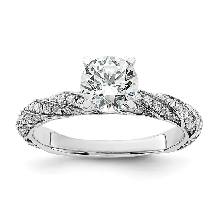 Rings 100ct CZ Solid Real 14k White Twisted Round Engagement Ring Goldia Rings 100ct CZ Solid Real 14k White Twisted Round Engagement Ring Goldia