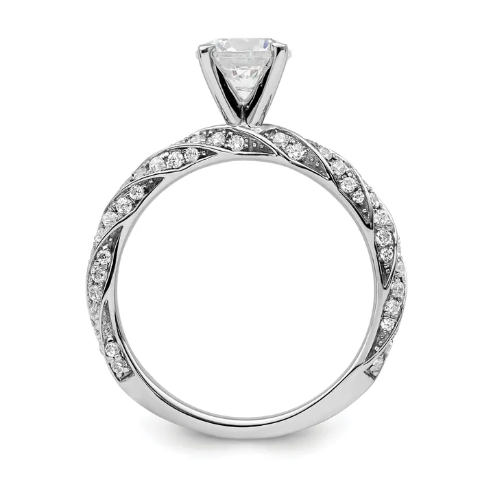 Rings 100ct CZ Solid Real 14k White Twisted Round Engagement Ring Goldia