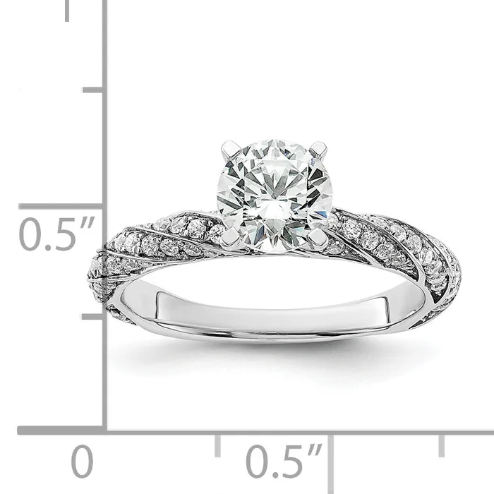 Rings 100ct CZ Solid Real 14k White Twisted Round Engagement Ring Goldia