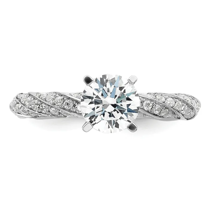 Rings 100ct CZ Solid Real 14k White Twisted Round Engagement Ring Goldia