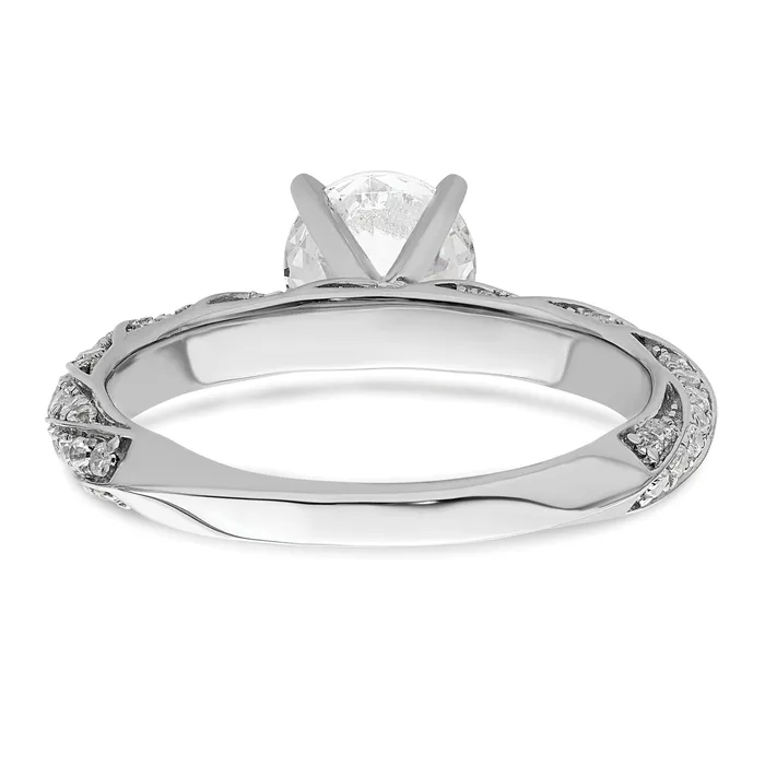 Rings 100ct CZ Solid Real 14k White Twisted Round Engagement Ring Goldia