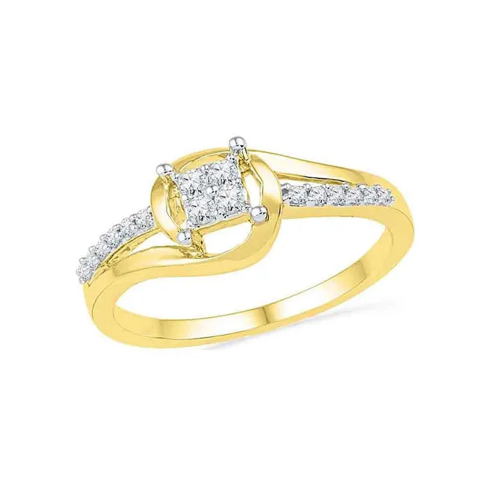Rings 10k Yellow Gold Round Diamond Square Cluster Bridal Engagement Ring 16 Cttw gndatlanta