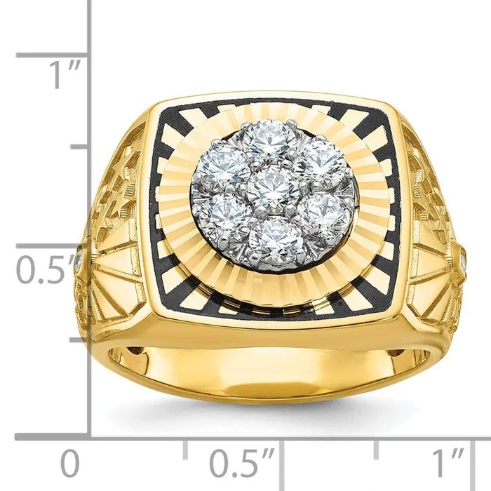Rings 14k Twotone Gold Mens Enameled 1 carat Diamond Complete Ring Goldia