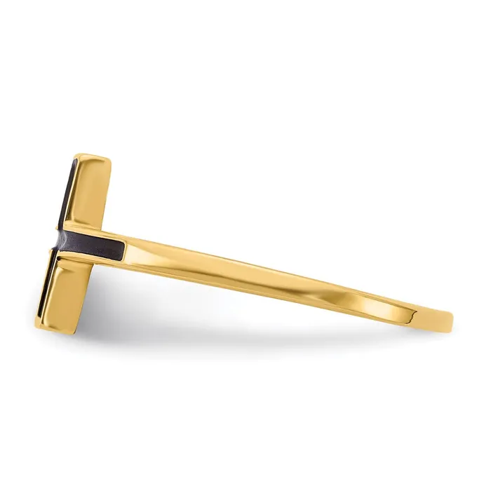 Rings 14K Yellow Gold Antiqued Sideways Cross Ring Goldia