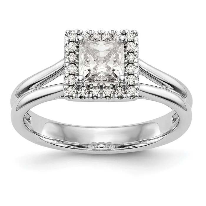 Rings 14kw Princess Halo Simulated Diamond Split Shank Engagement Ring Goldiacom