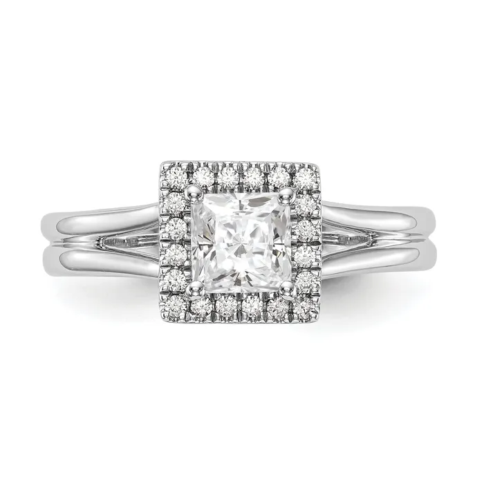 Rings 14kw Princess Halo Simulated Diamond Split Shank Engagement Ring Goldiacom