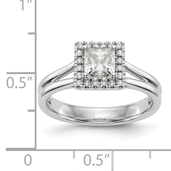 Rings 14kw Princess Halo Simulated Diamond Split Shank Engagement Ring Goldiacom