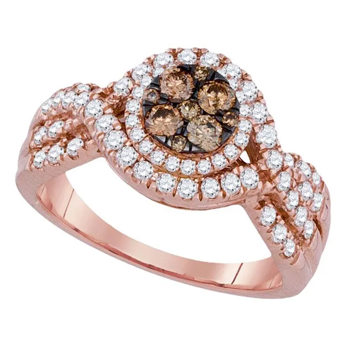 Rings gndatlanta 14k Rose Gold Round Brown Diamond Cluster Ring 1 Cttw Rings gndatlanta 14k Rose Gold Round Brown Diamond Cluster Ring 1 Cttw