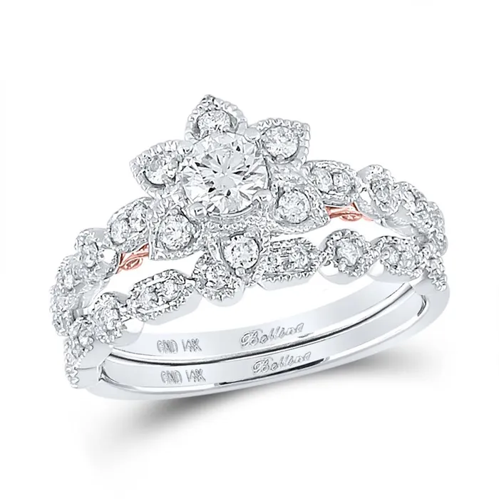 Rings gndatlanta 14k Twotone Gold Round Diamond Bridal Wedding Ring Set 34 Ctw Certified Rings gndatlanta 14k Twotone Gold Round Diamond Bridal Wedding Ring Set 34 Ctw Certified