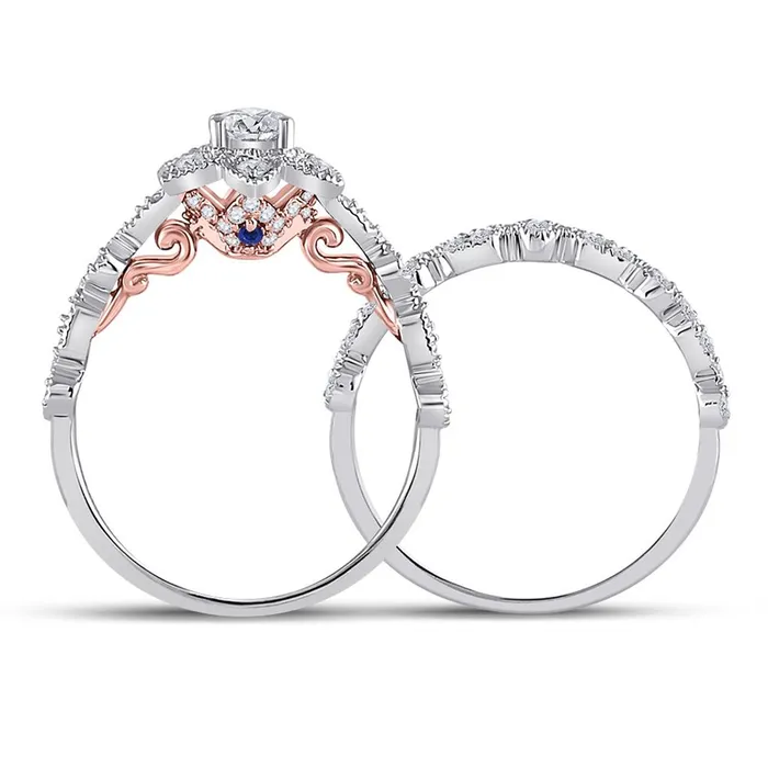 Rings gndatlanta 14k Twotone Gold Round Diamond Bridal Wedding Ring Set 34 Ctw Certified