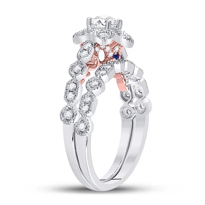 Rings gndatlanta 14k Twotone Gold Round Diamond Bridal Wedding Ring Set 34 Ctw Certified