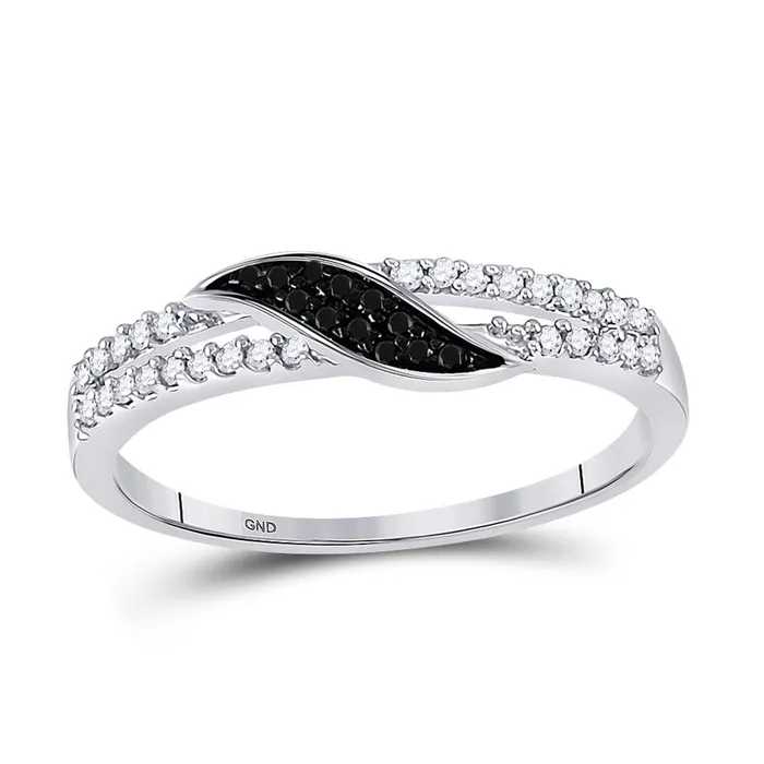 Rings gndatlanta 14k White Gold Round Black Diamond Band Ring 15 Cttw