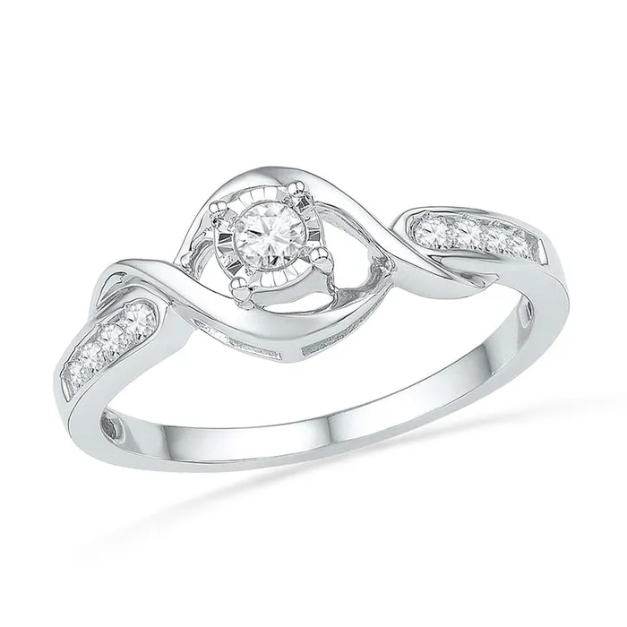 Rings gndatlanta 14k White Gold Round Diamond Solitaire Twist Promise Ring 16 Cttw