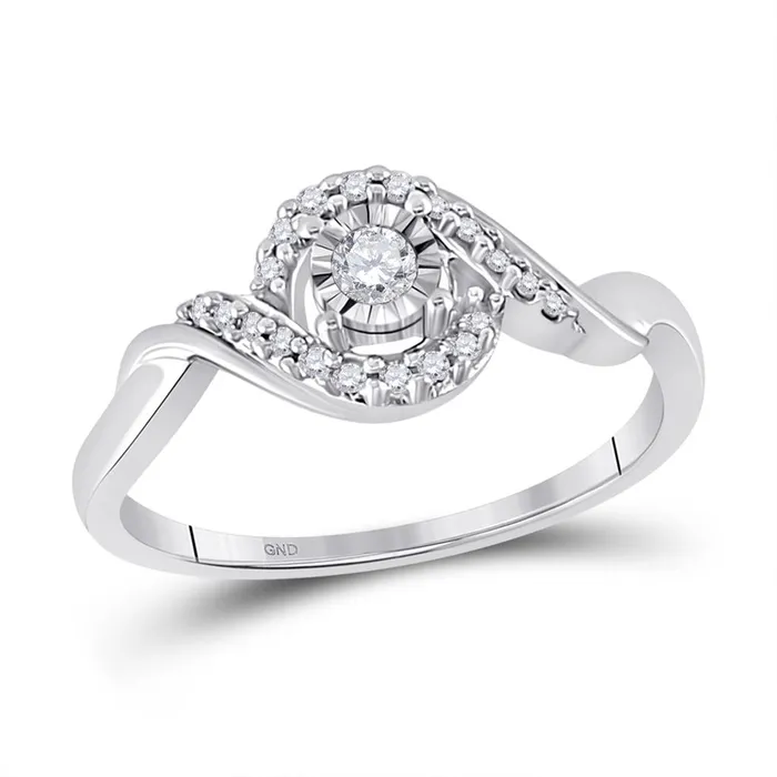 Rings gndatlanta 14k White Gold Round Diamond Solitaire Twist Promise Ring 16 Cttw