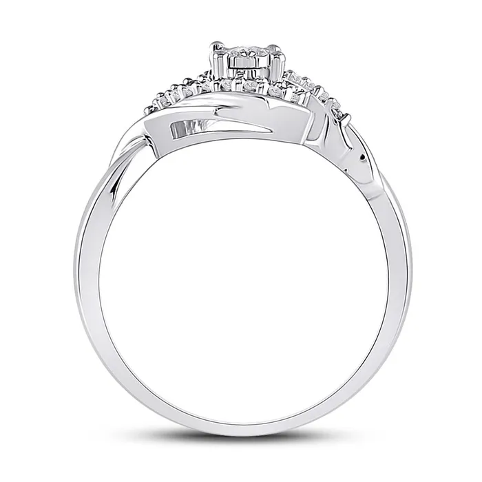Rings gndatlanta 14k White Gold Round Diamond Solitaire Twist Promise Ring 16 Cttw