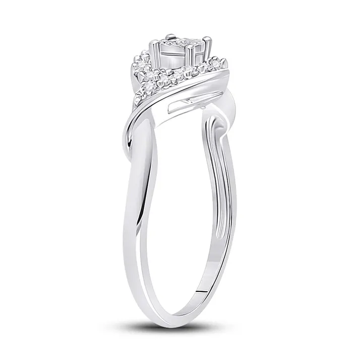 Rings gndatlanta 14k White Gold Round Diamond Solitaire Twist Promise Ring 16 Cttw