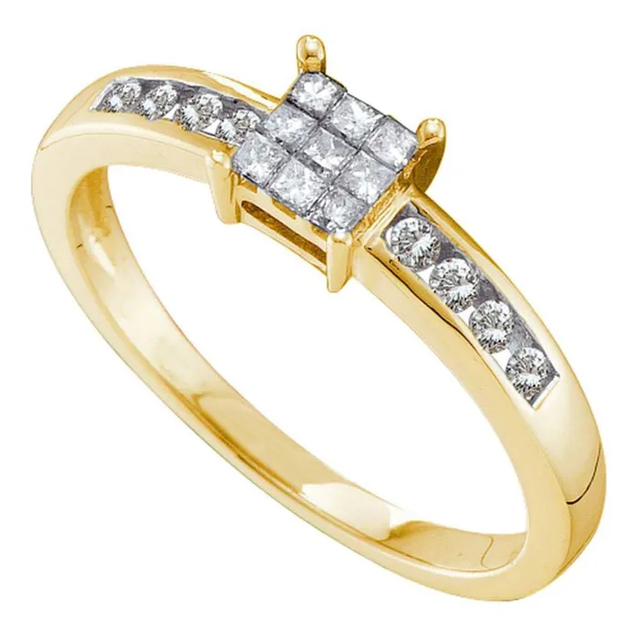 Rings gndatlanta 14k Yellow Gold Princess Diamond Square Cluster Ring 14 Cttw Rings gndatlanta 14k Yellow Gold Princess Diamond Square Cluster Ring 14 Cttw