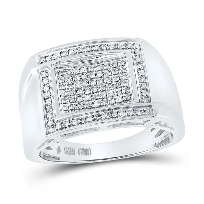 Rings gndatlanta Sterling Silver Round Diamond Cluster Ring 13 Cttw