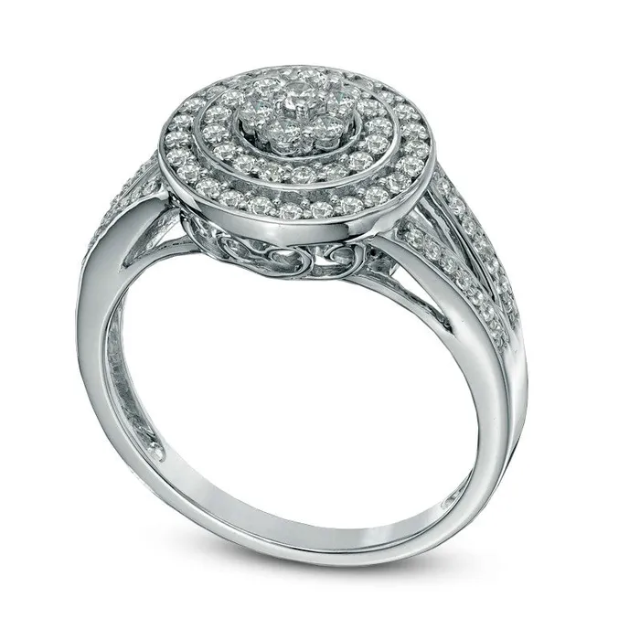 Rings Goldia 050 CT TW Natural Diamond Frame Cluster Ring in Solid 10K White Gold Rings Goldia 050 CT TW Natural Diamond Frame Cluster Ring in Solid 10K White Gold