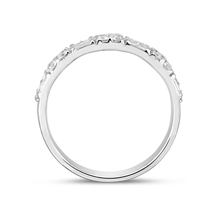 Rings Goldia 075 CT TW Baguette and Round Natural Diamond Alternating MultiRow Band in Solid 14K White Gold Rings Goldia 075 CT TW Baguette and Round Natural Diamond Alternating MultiRow Band in Solid 14K White Gold