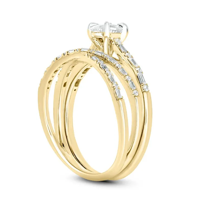 Rings Goldia 075 CT TW Oval Natural Diamond Alternating Crossover Bridal Engagement Ring Set in Solid 10K Yellow Gold Rings Goldia 075 CT TW Oval Natural Diamond Alternating Crossover Bridal Engagement Ring Set in Solid 10K Yellow Gold