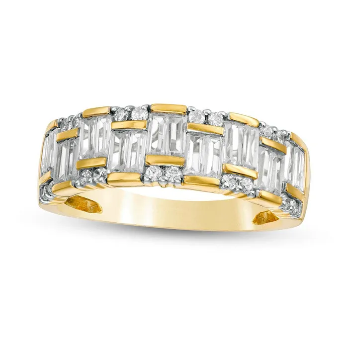 Rings Goldia 10 CT TW Baguette and Round Natural Diamond Ring in Solid 10K Yellow Gold Rings Goldia 10 CT TW Baguette and Round Natural Diamond Ring in Solid 10K Yellow Gold