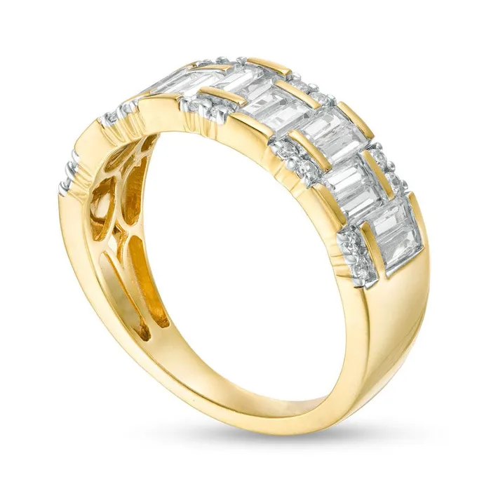 Rings Goldia 10 CT TW Baguette and Round Natural Diamond Ring in Solid 10K Yellow Gold Rings Goldia 10 CT TW Baguette and Round Natural Diamond Ring in Solid 10K Yellow Gold