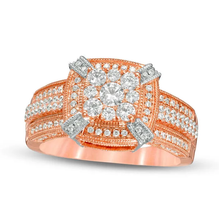 Rings Goldia 10 CT TW Composite Natural Diamond Cushion Frame Antique VintageStyle Engagement Ring in Solid 10K Rose Gold Rings Goldia 10 CT TW Composite Natural Diamond Cushion Frame Antique VintageStyle Engagement Ring in Solid 10K Rose Gold