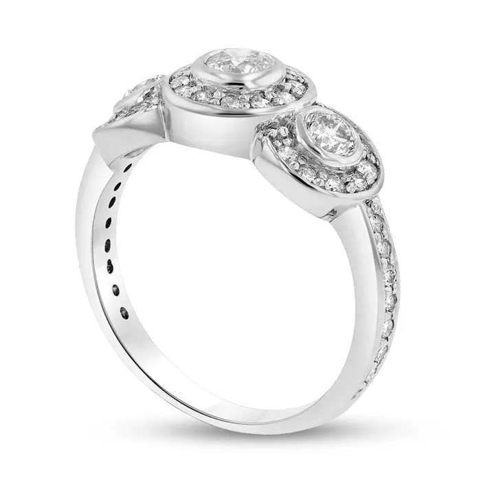 Rings Goldia 10 CT TW Natural Diamond Frame Three Stone Engagement Ring in Solid 14K White Gold Rings Goldia 10 CT TW Natural Diamond Frame Three Stone Engagement Ring in Solid 14K White Gold
